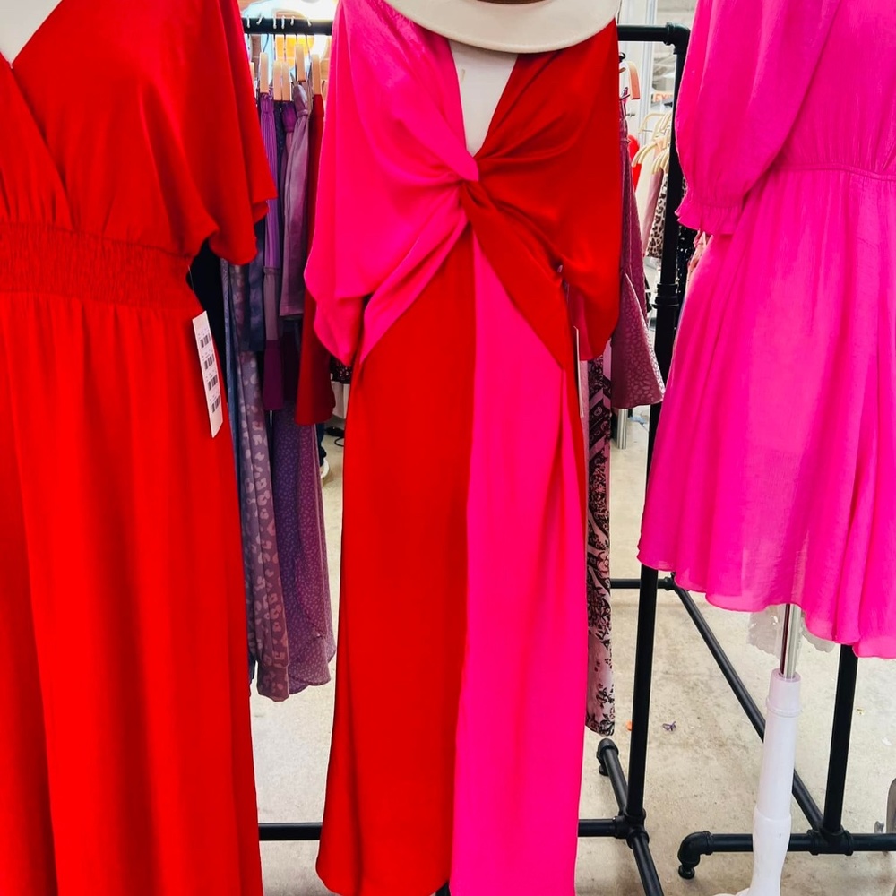 Red and Pink Maxi Dress